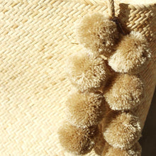 Load image into Gallery viewer, Borneo Serena Straw Tote Bag with Nude Beige Pom-poms
